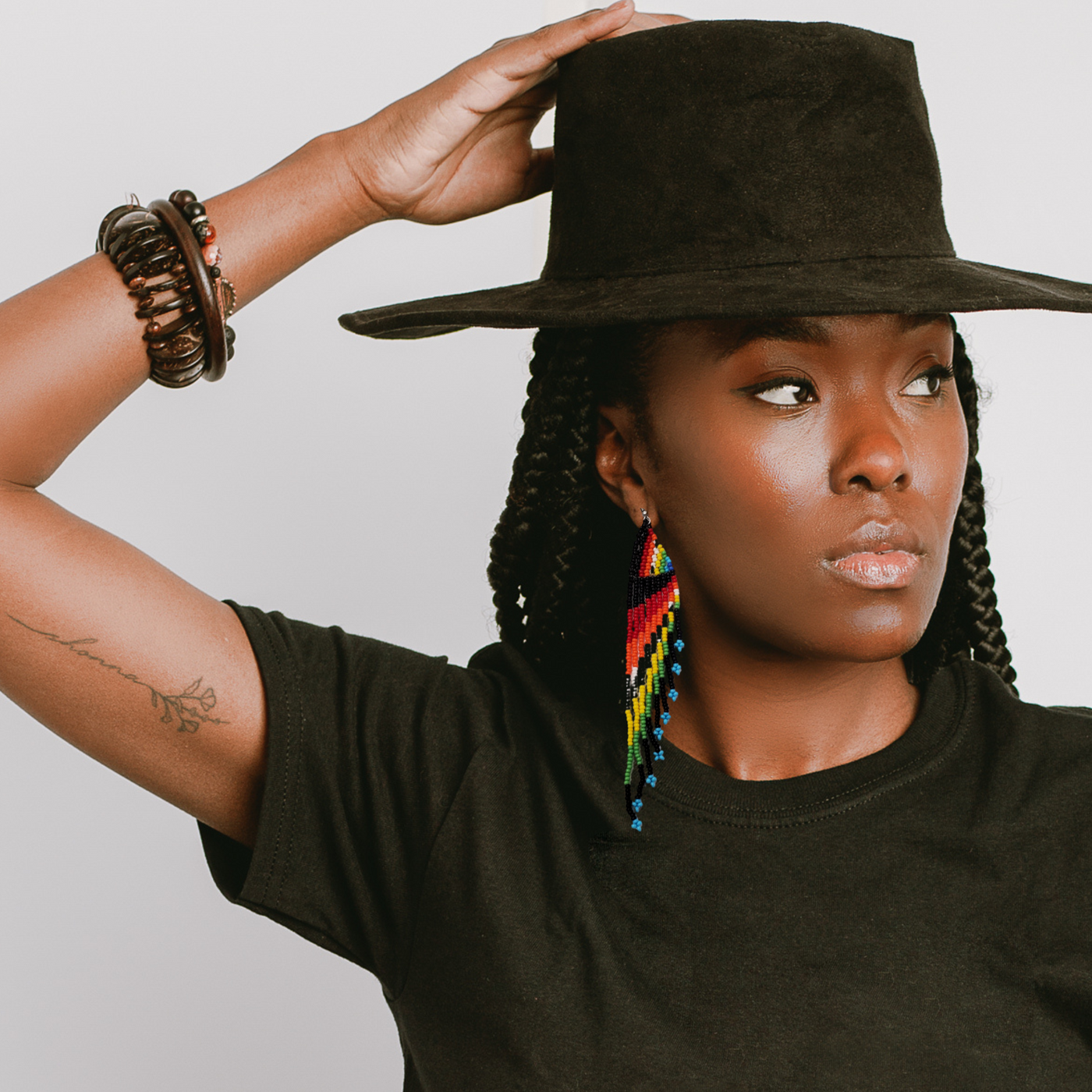 SUNSET Blue Asymmetrical Beaded Earrings