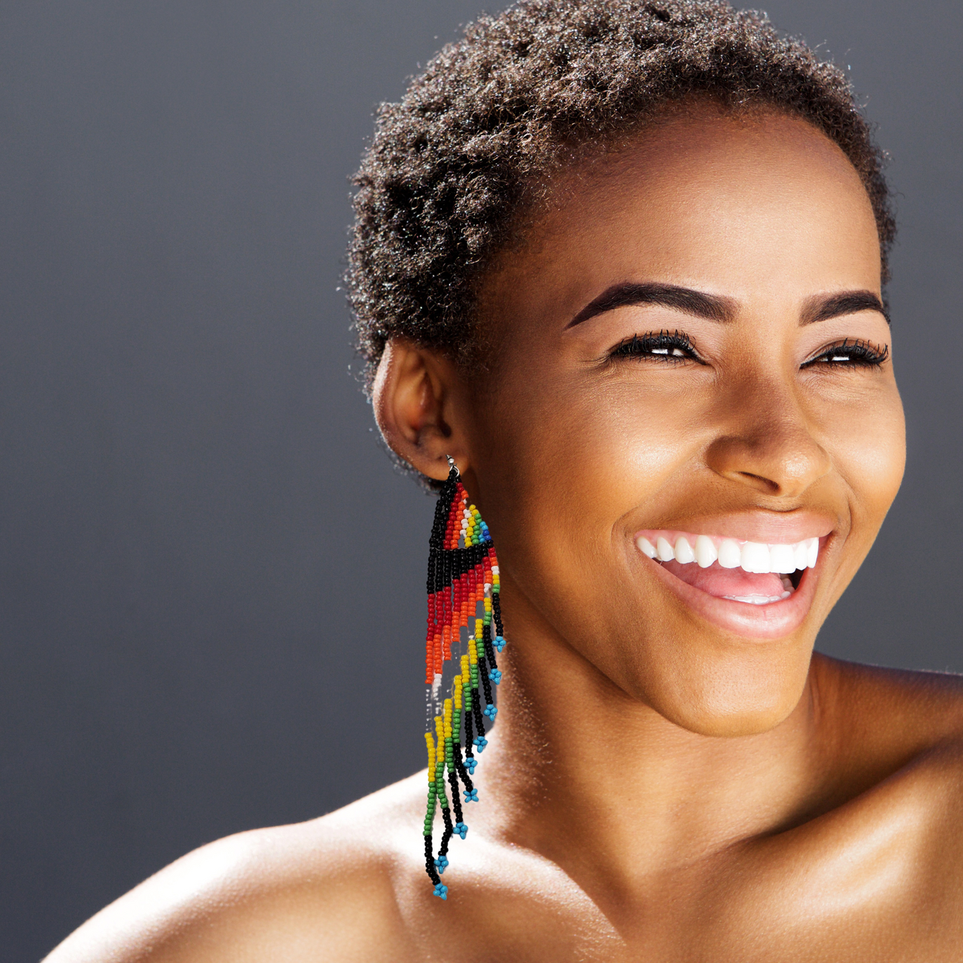 SUNSET Blue Asymmetrical Beaded Earrings