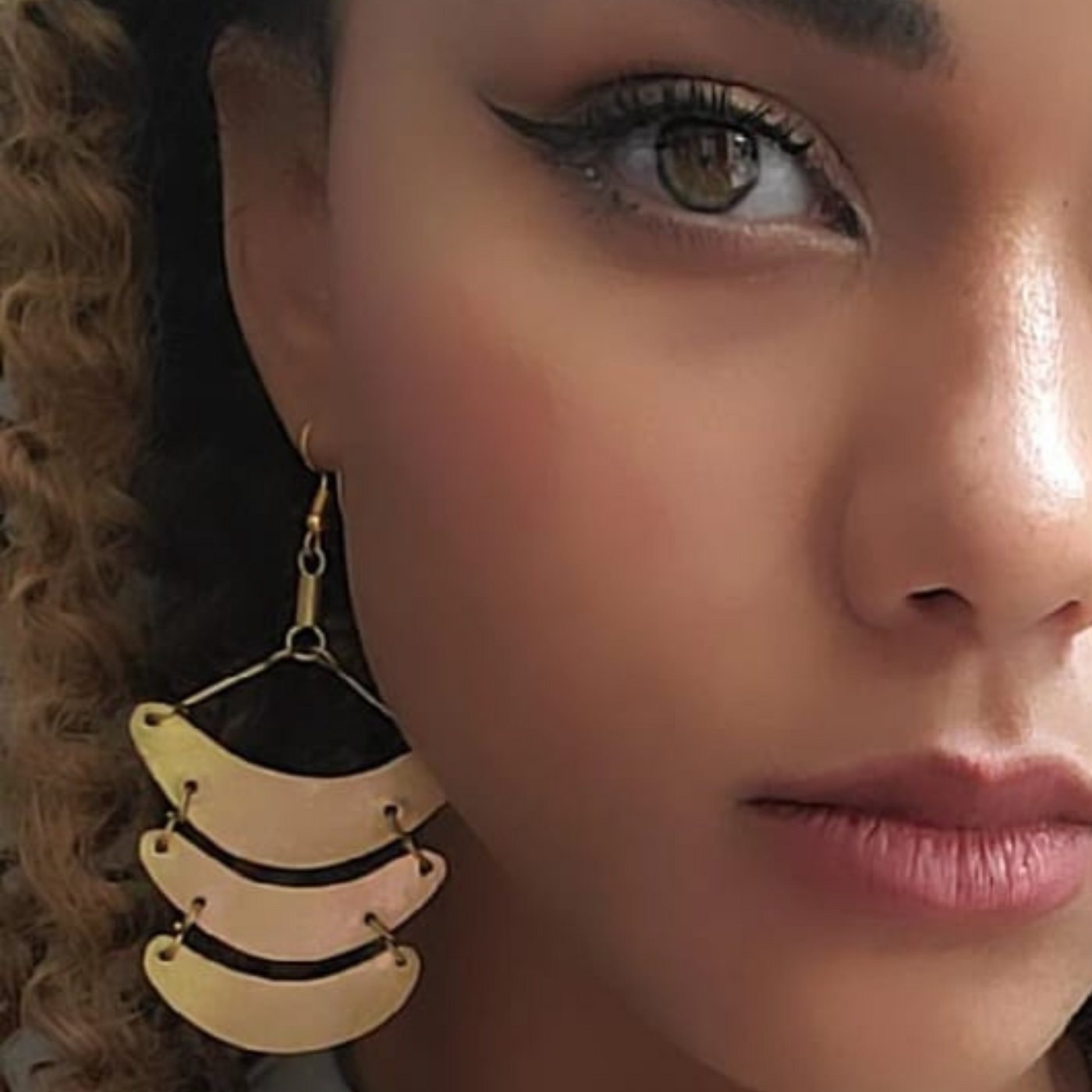 3-Tier Brass Earrings