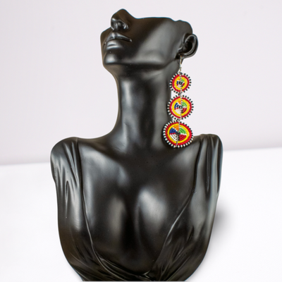 3-Tier beaded earrings, Maasai
