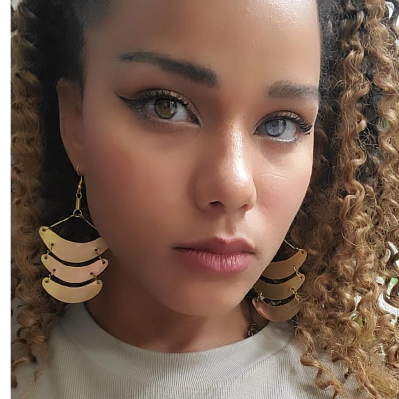 3-Tier Brass Earrings