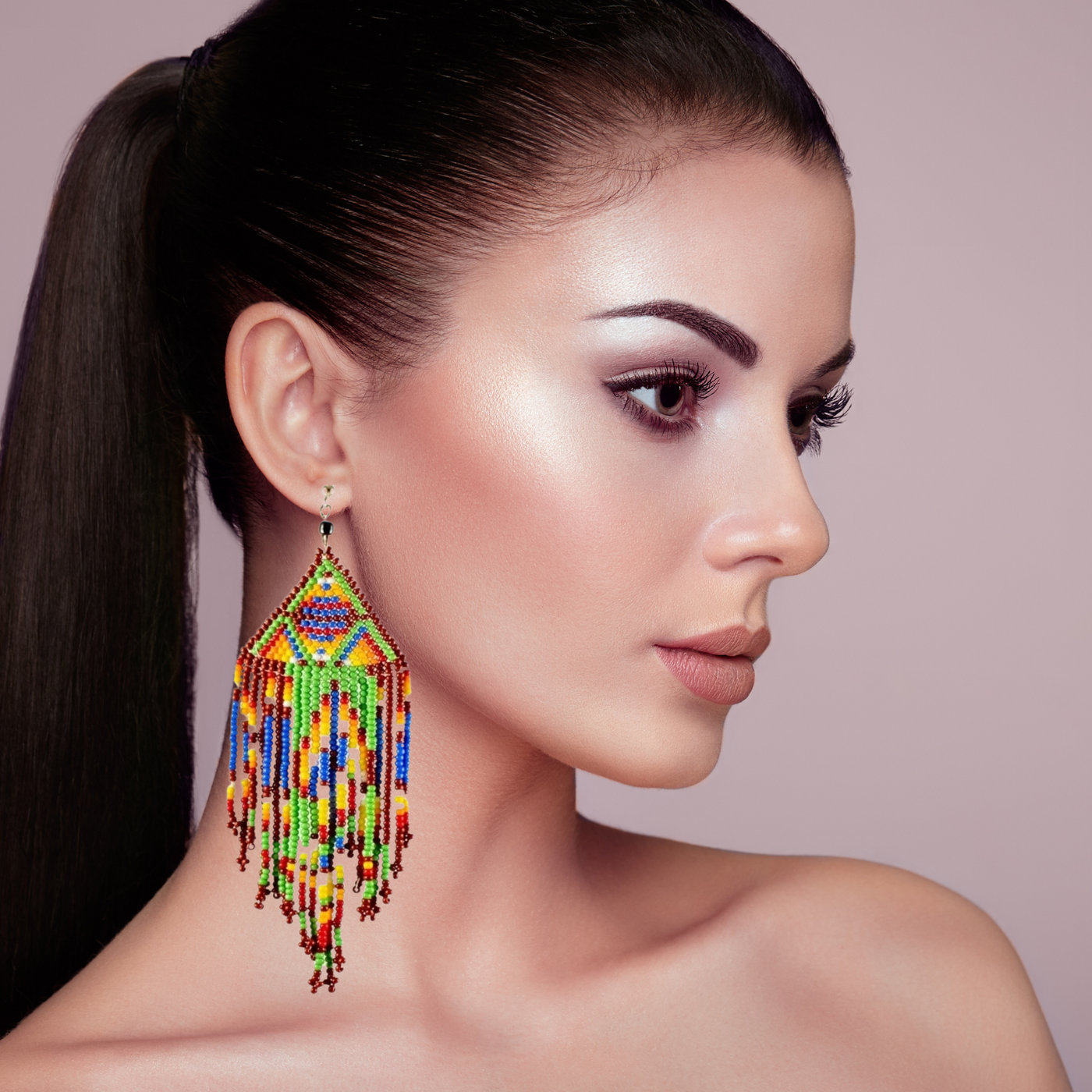 Multi-Color Dangle Beaded Earrings