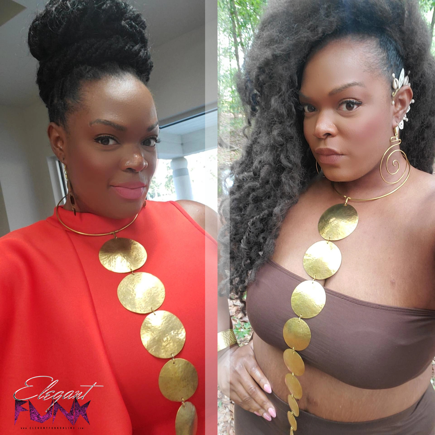 Hammered Brass Disc Necklace