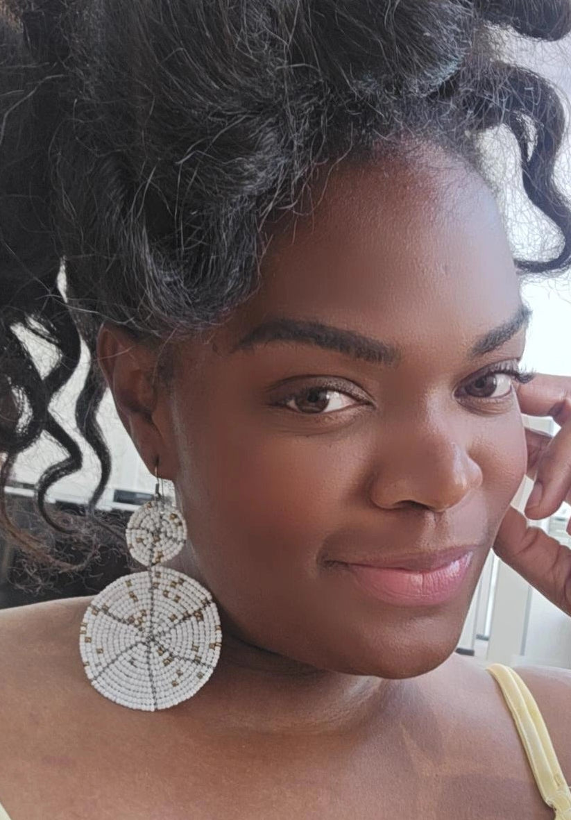 2-Tier White Earrings