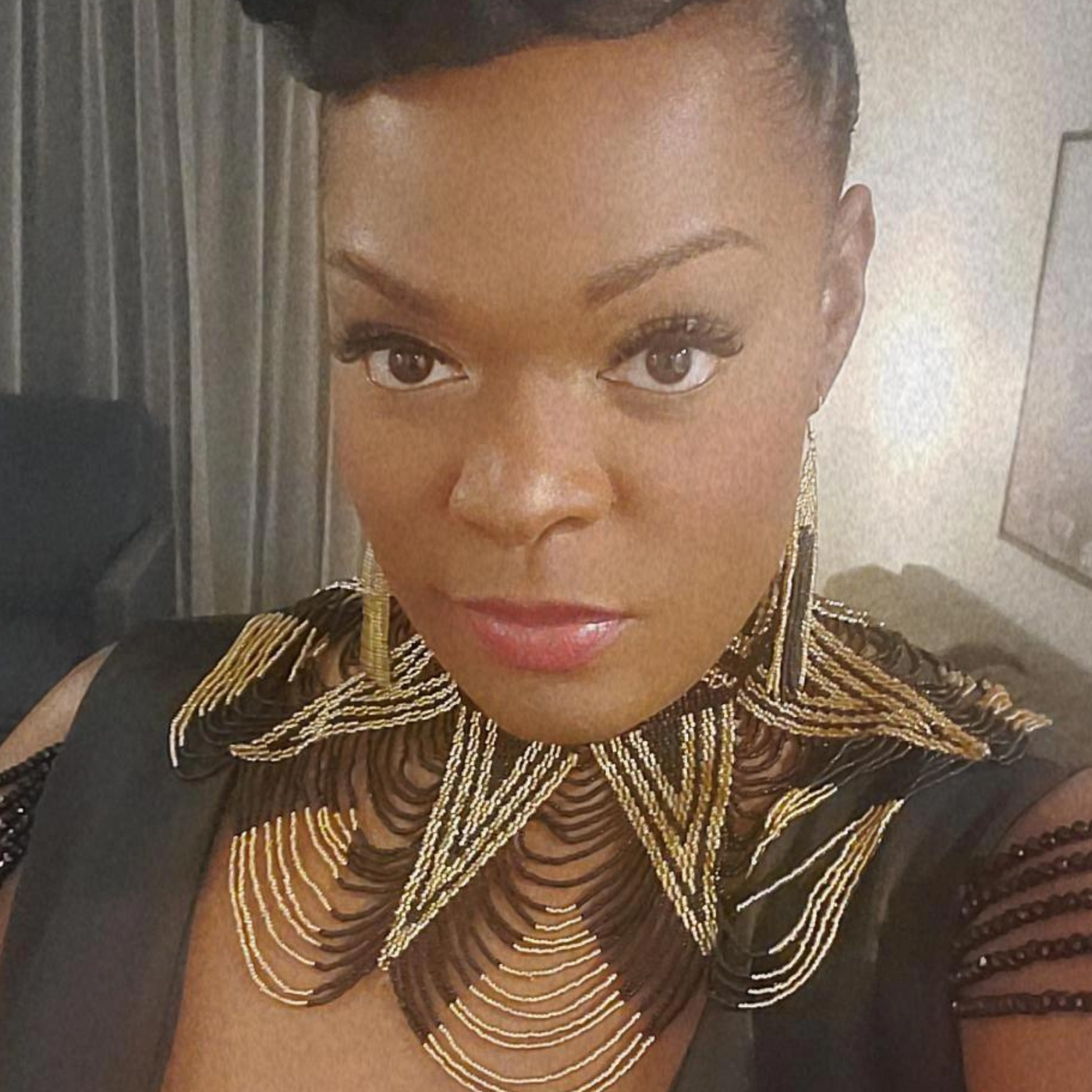 Draped Choker Jewelry SET, Gold