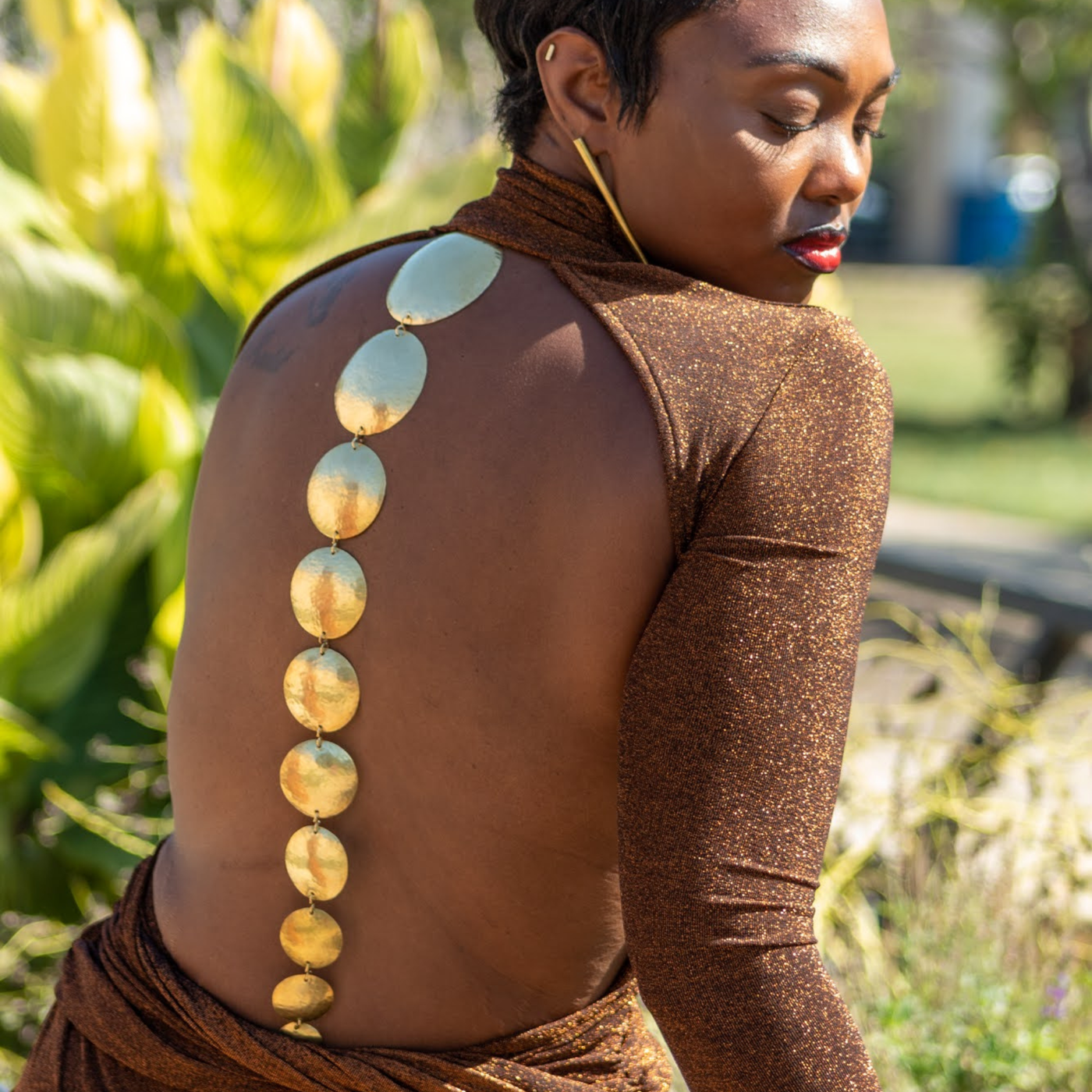 Hammered Brass Disc Necklace