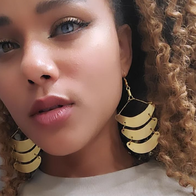 3-Tier Brass Earrings