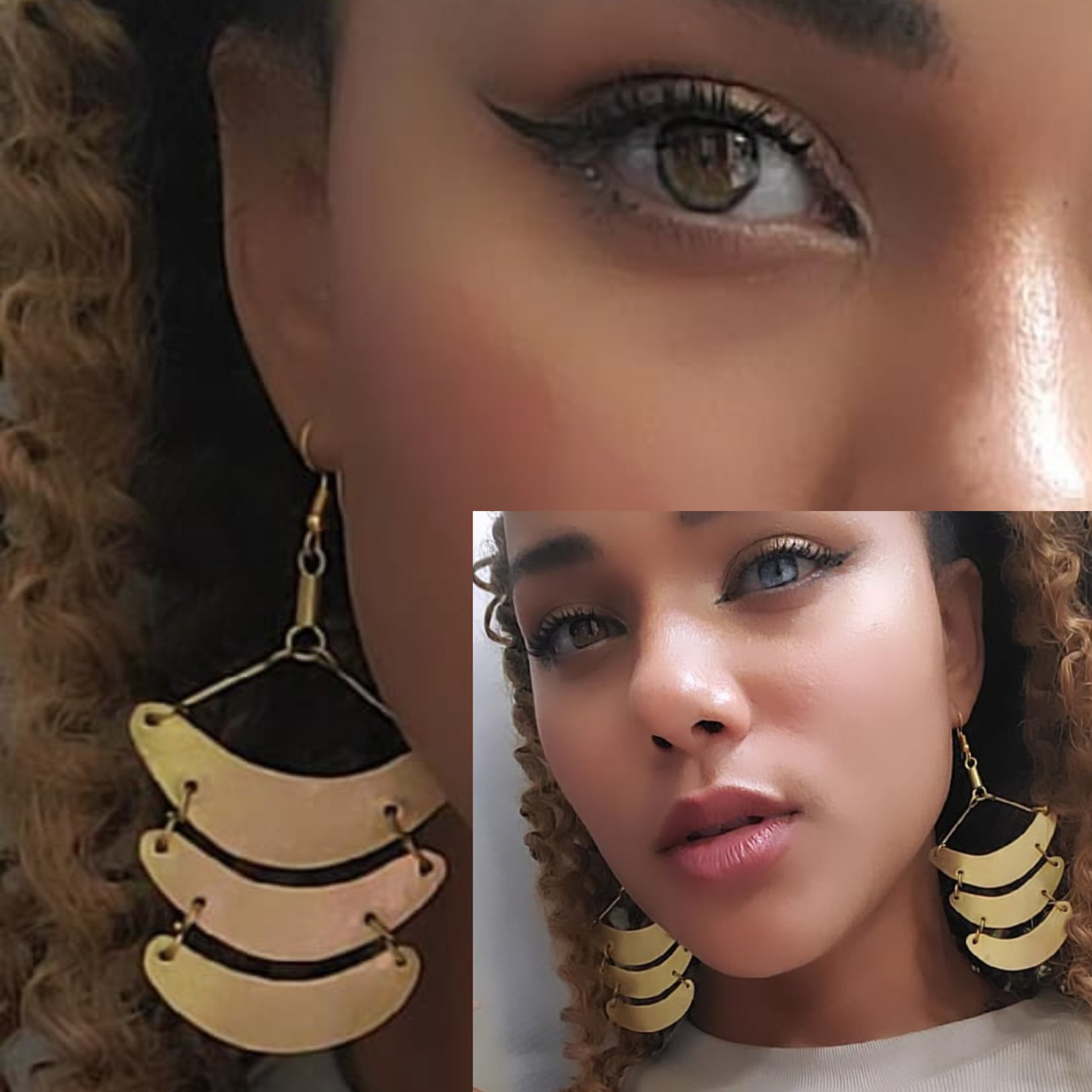 3-Tier Brass Earrings