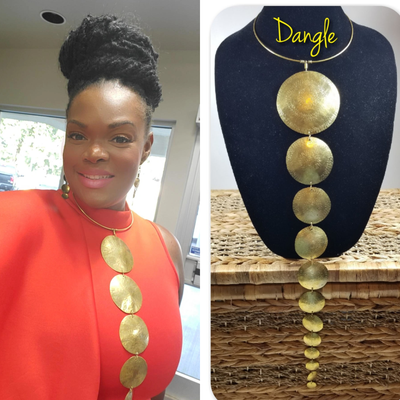 Hammered Brass Disc Necklace