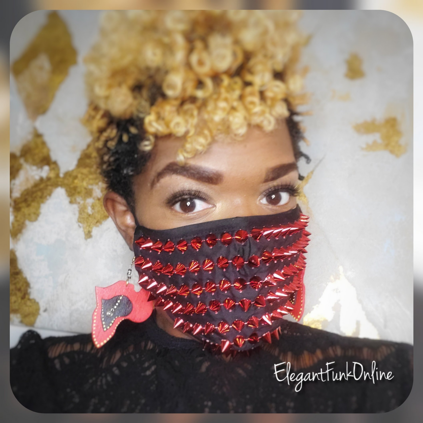 Red Fashion Spike/Stud Face Mask