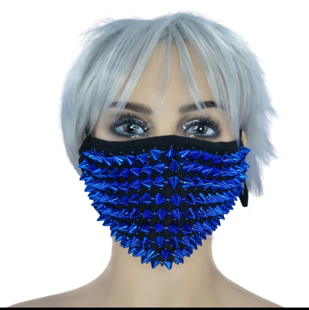 Blue Fashion Spike/Stud Face Mask