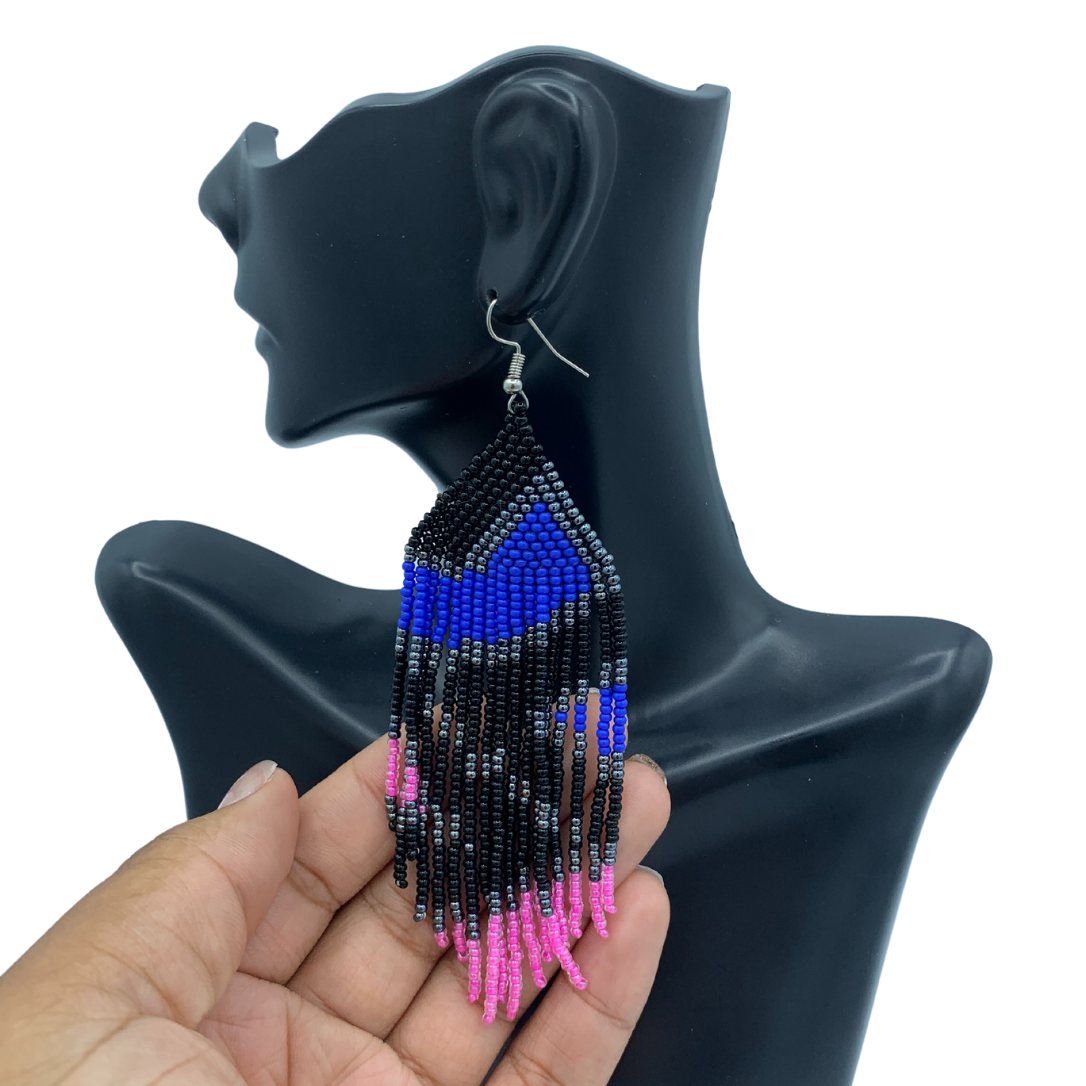 Blue/Pink Dangle Earrings