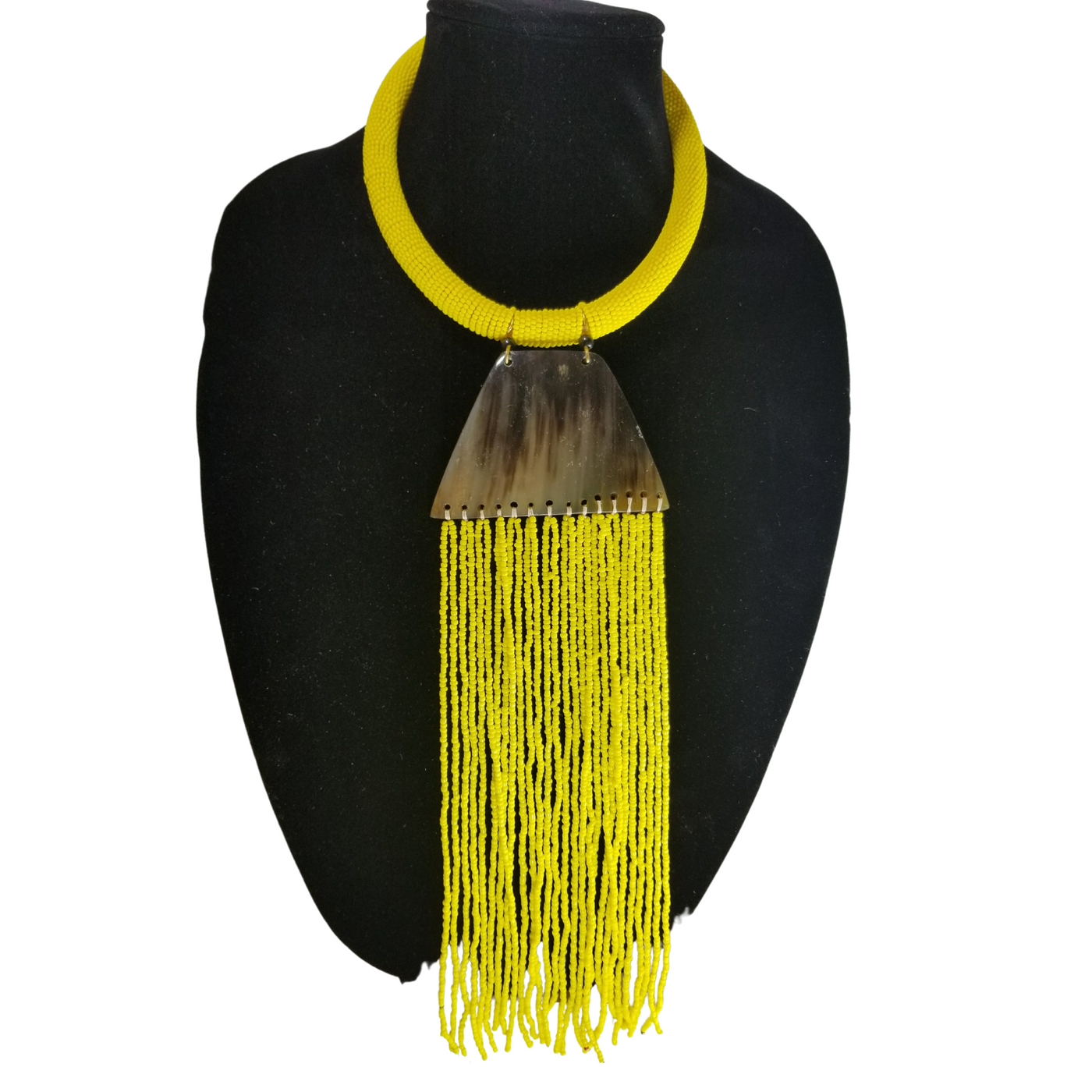 Beads and Bone Necklace, Yellow