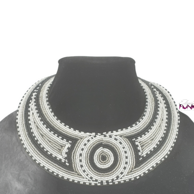 Beaded Collar Jewelry SET, Black & White