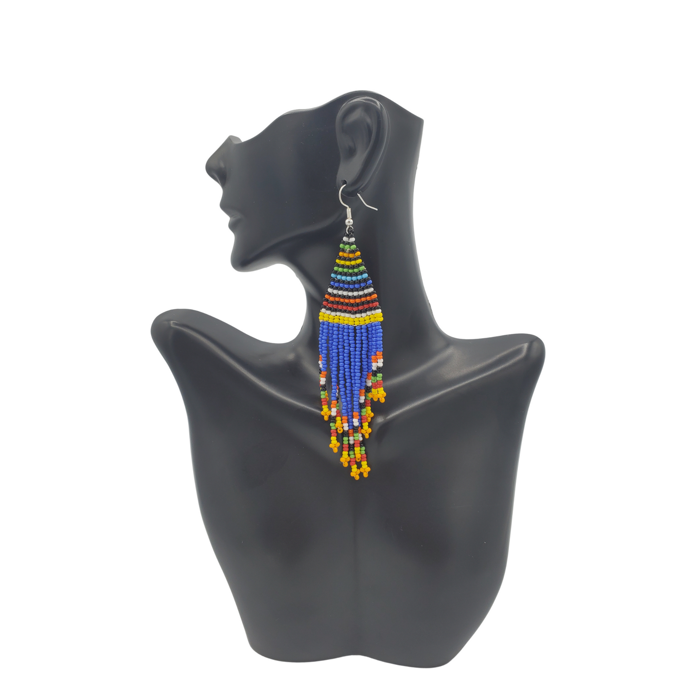 Beaded Tribal Earrings, Blue