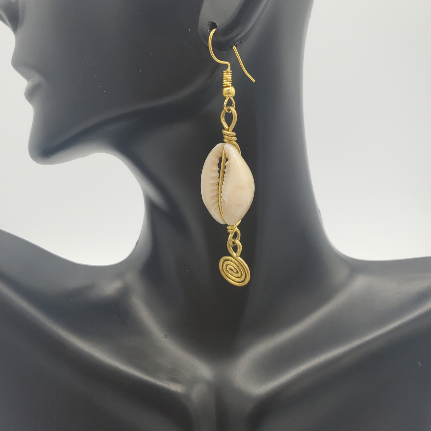 Cowrie Shell Brass Earrings