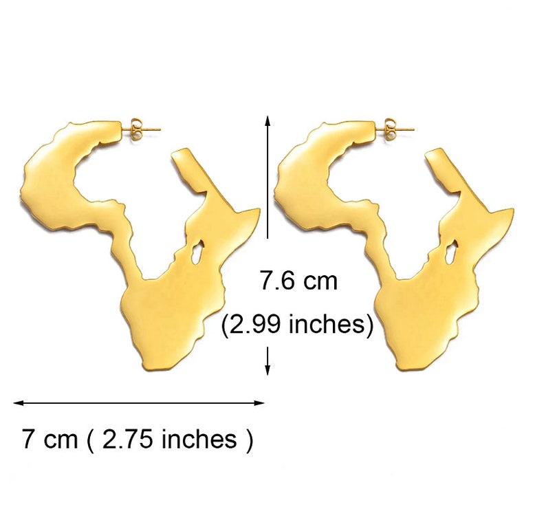 Gold Africa Map Earrings