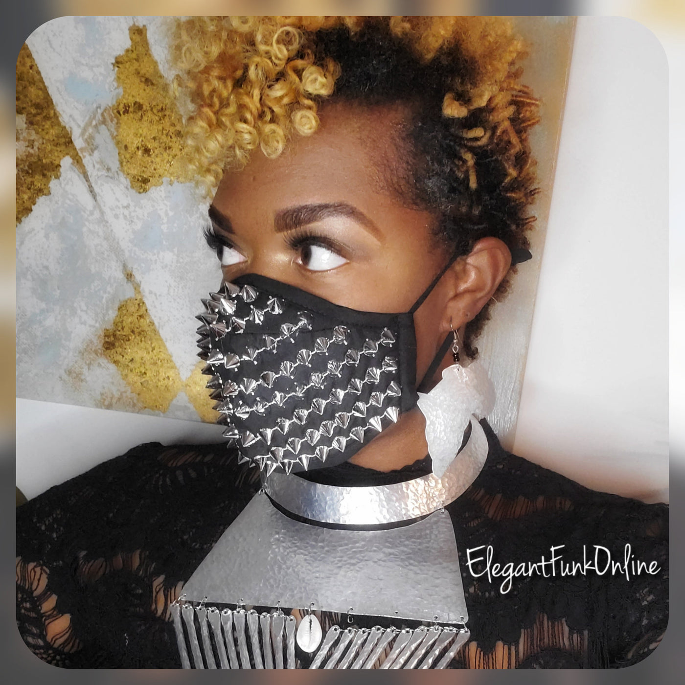 Silver Fashion Spike/Stud Facemask