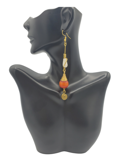 Orange/Brass Earrings
