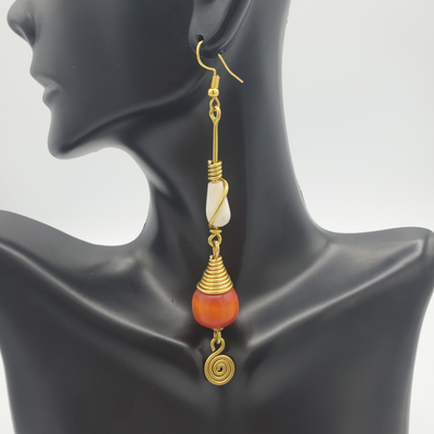 Orange/Brass Earrings