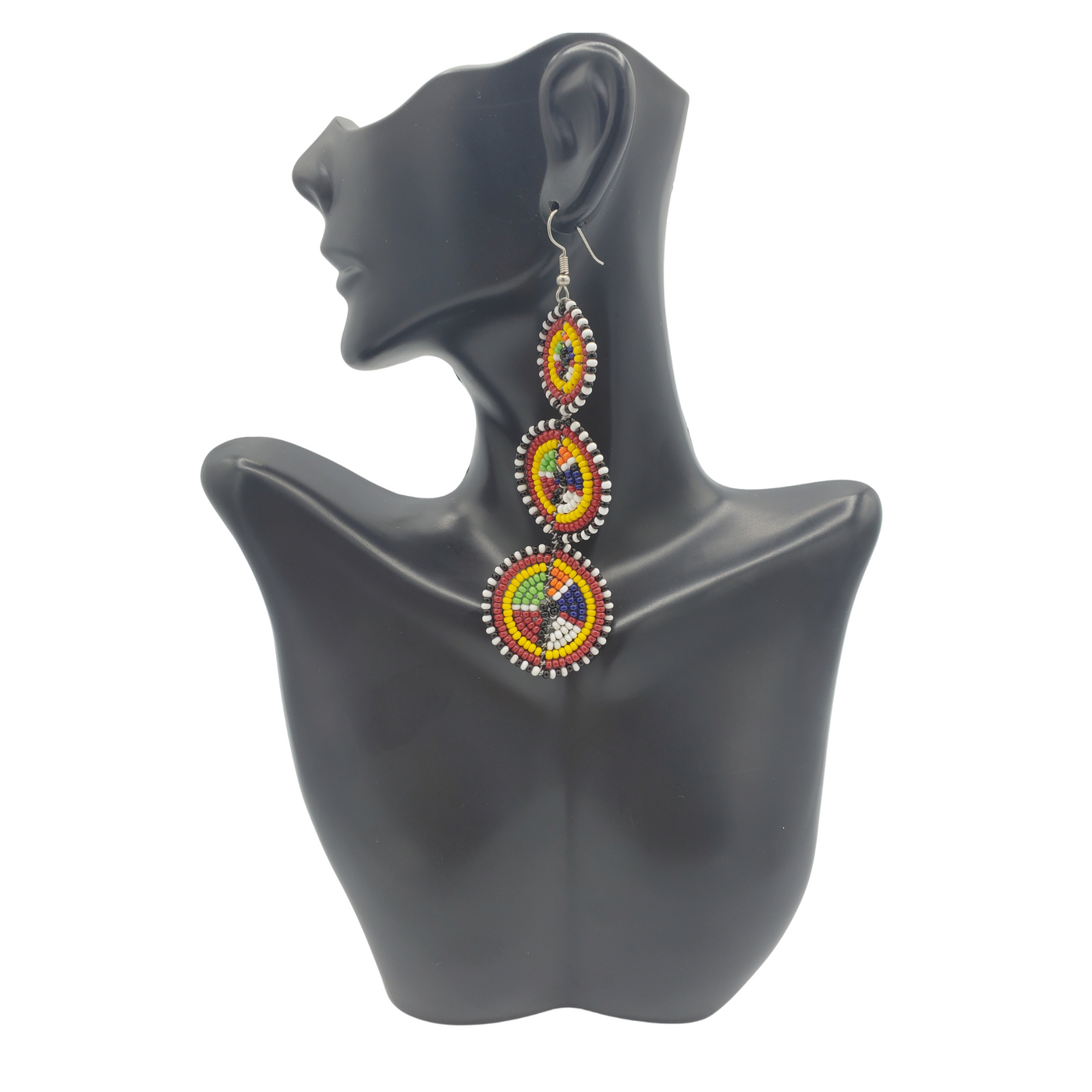 3-Tier beaded earrings, Maasai