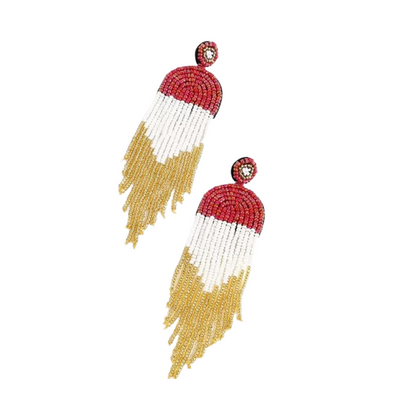 Beaded Tassel Earrings, Red