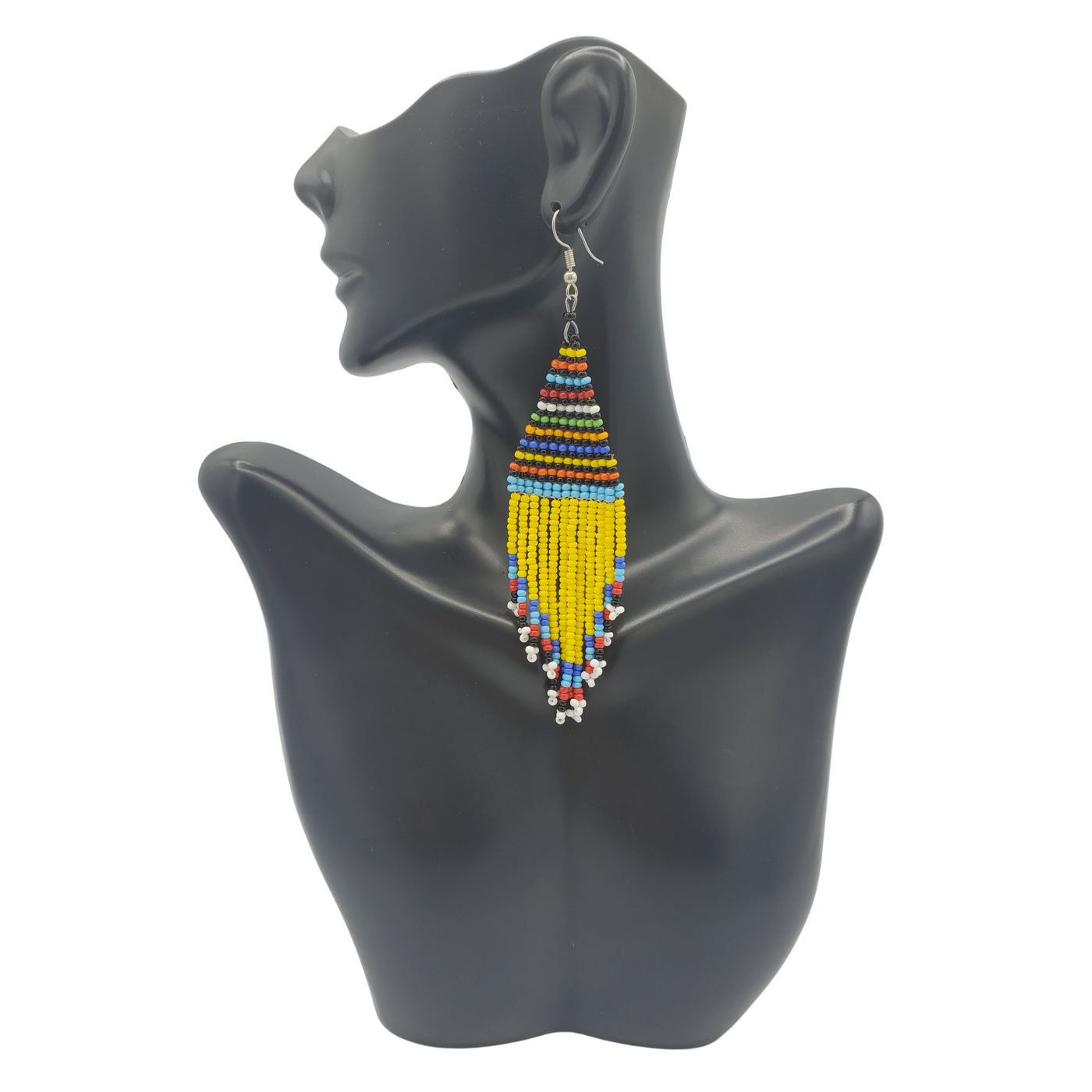 Beaded Tribal Earrings, Yellow