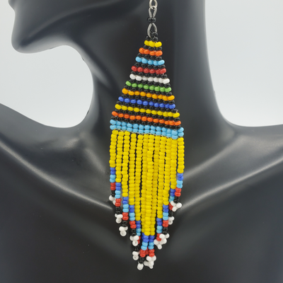 Beaded Tribal Earrings, Yellow